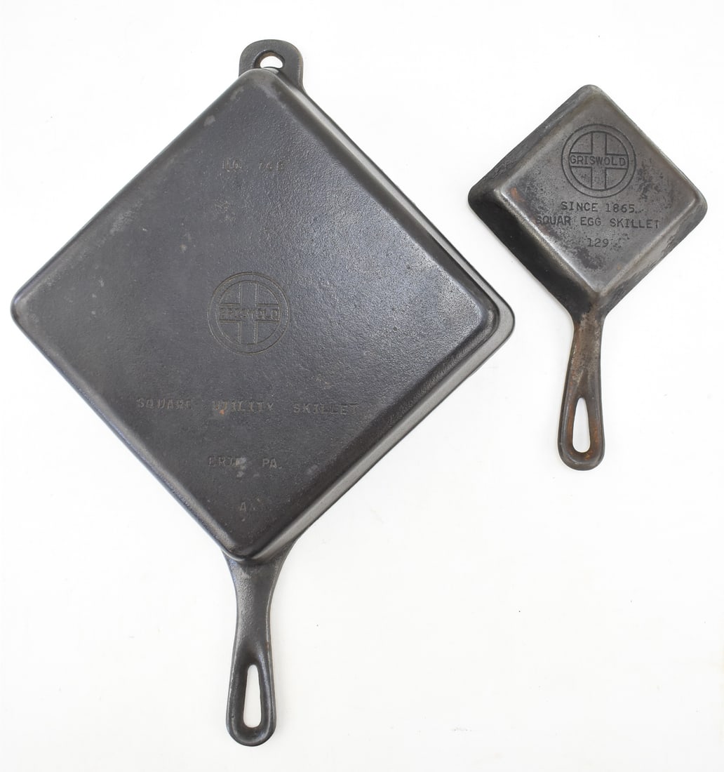 GRISWOLD MANUFACTURING COMPANY SQUARE SKILLETS: No. 129 AND No. 768 (1 of 3)