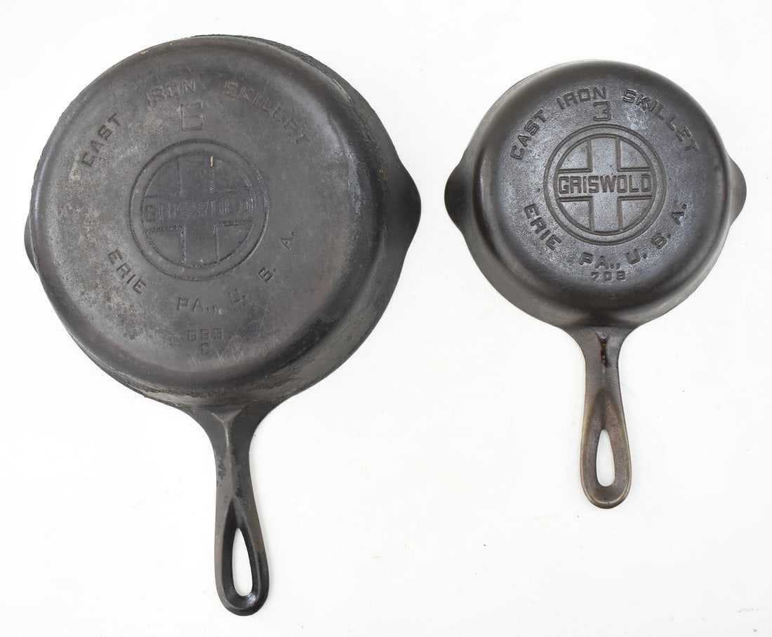 GRISWOLD #6 & #3 CAST IRON SKILLET PAIRING (1 of 2)