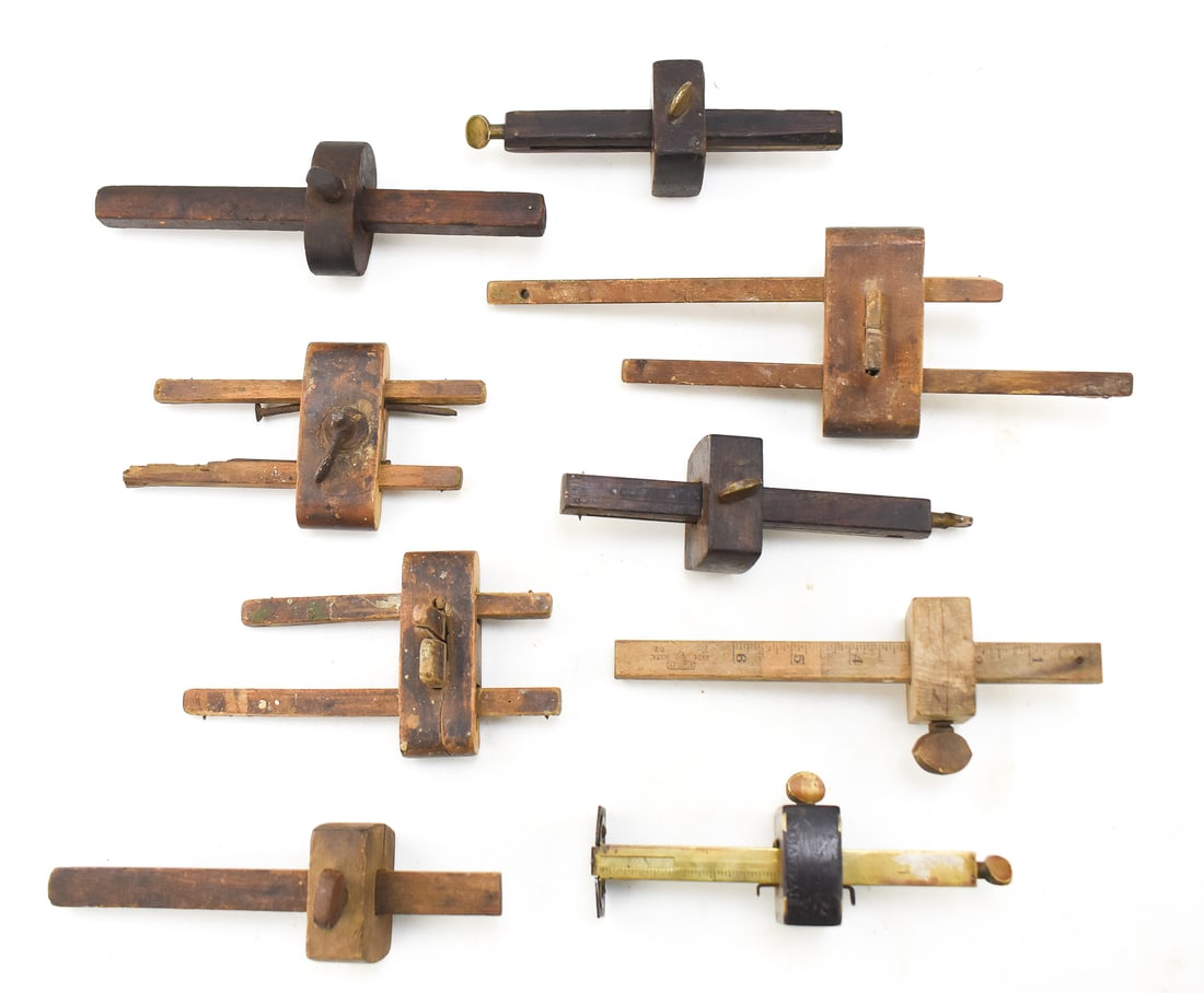 ASSORTMENT OF NINE MARKING GAUGES: STANLEY SWEETHEART NO. 62, STANLEY NO. 92 (1 of 2)