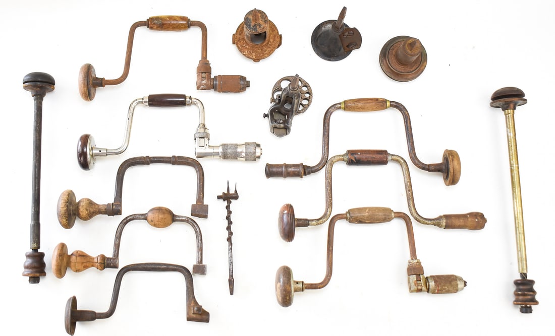 TOOL ASSORTMENT: HAND BRACES, SPIRAL PUSH DRILLS, HOLLOW AUGERS, AND MORE (1 of 3)