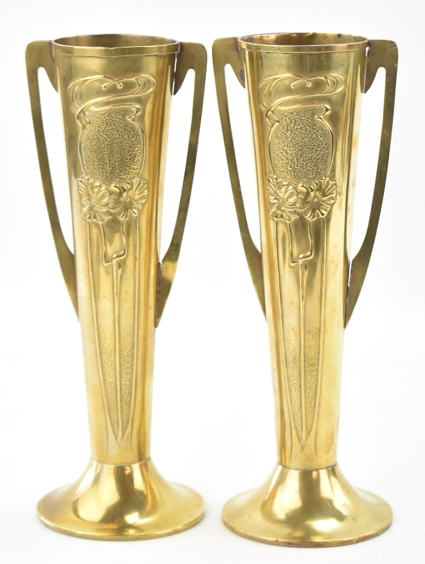 BELDRAY & COMPANY ART NOUVEAU-STYLE FLOWER VASE PAIR (1 of 3)