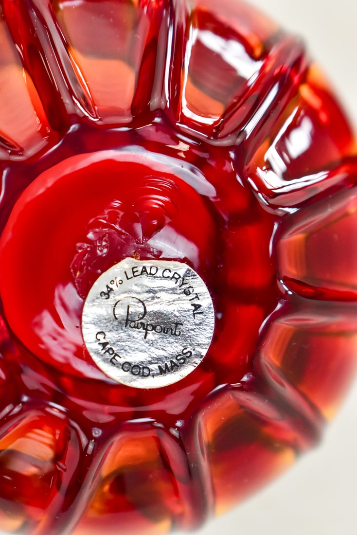PAIRPOINT RUBY GLASS CREAMER AND SUGAR DISH - 5