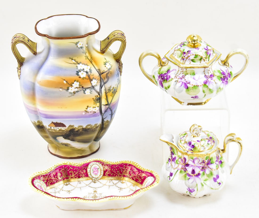 ASSORTMENT OF HAND-PAINTED NIPPON PORCELAIN (1 of 7)
