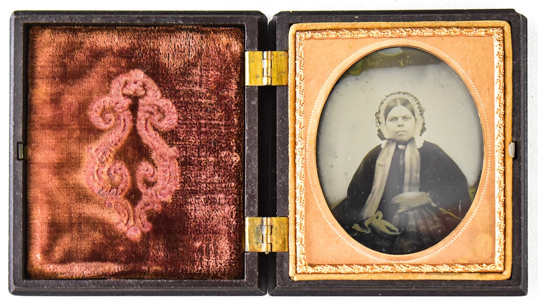 CLOAKED WOMAN AMBROTYPE; LITTLEFIELD, PARSONS & COMPANY (1 of 2)