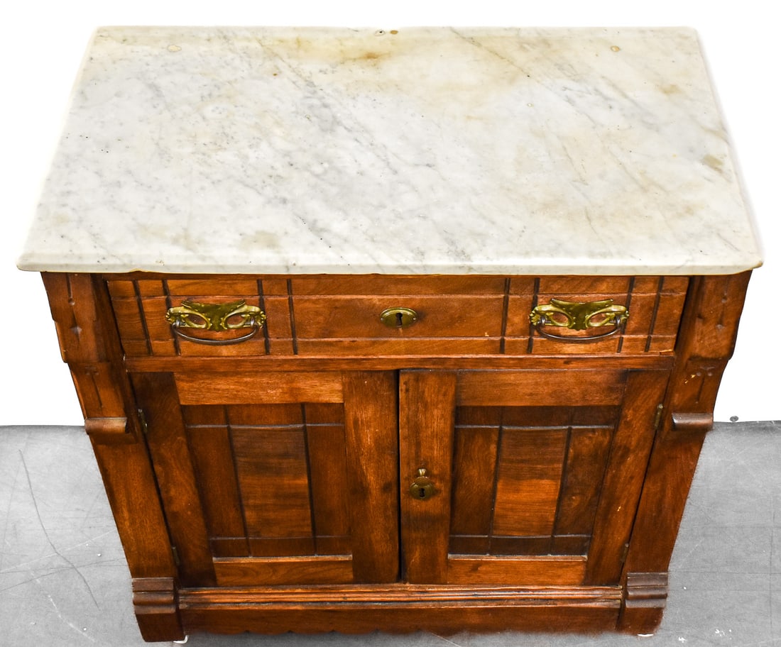 LATE VICTORIAN WALNUT WASHSTAND - 2
