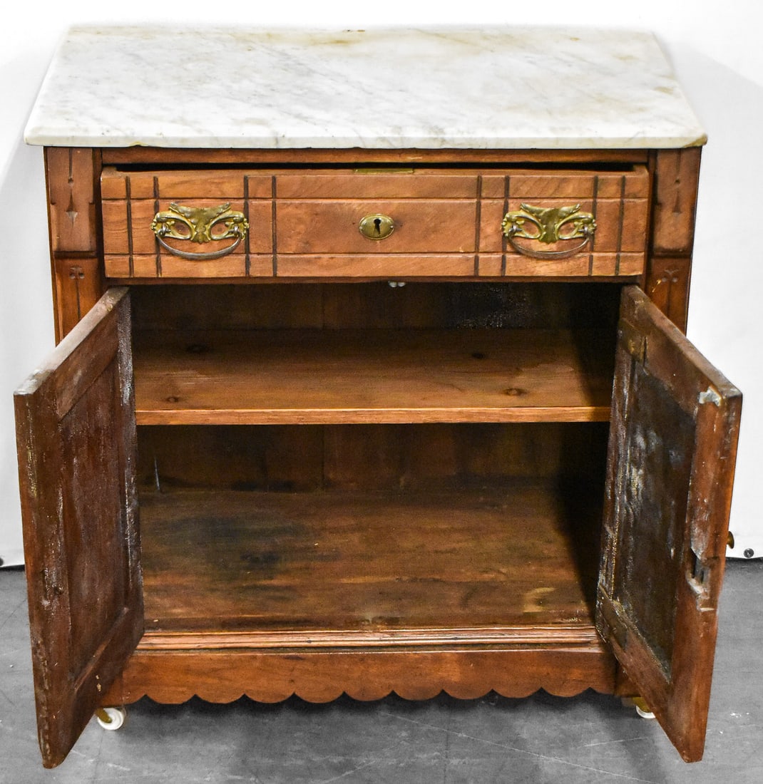 LATE VICTORIAN WALNUT WASHSTAND - 3