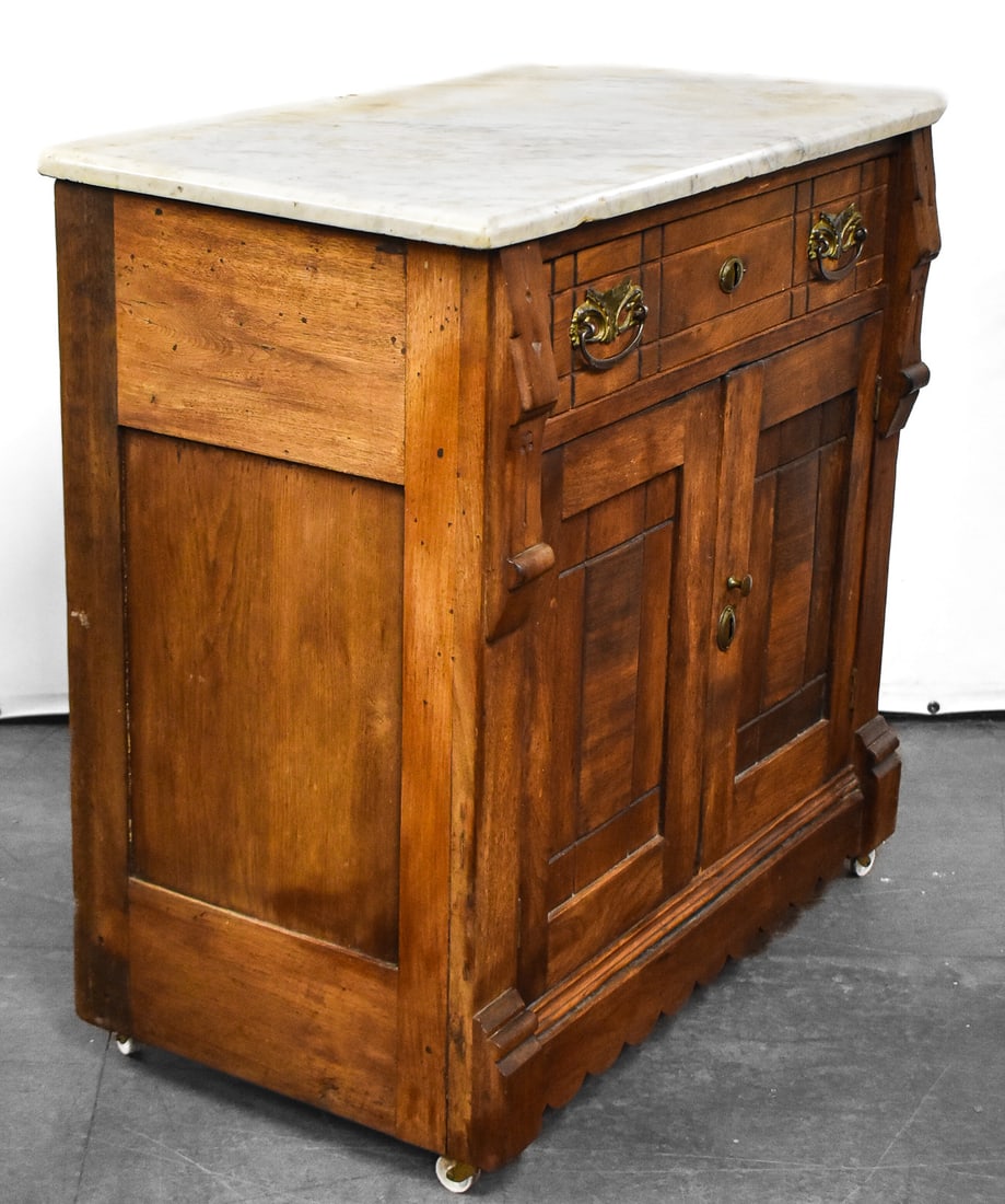 LATE VICTORIAN WALNUT WASHSTAND - 4