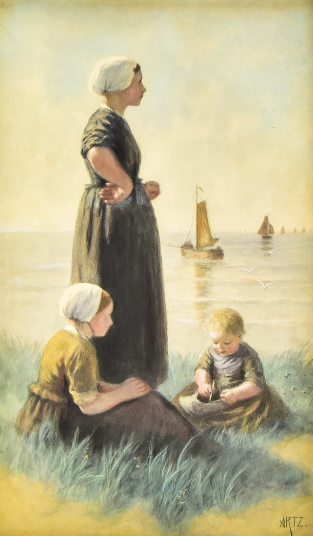 ADOLF ARTZ "WATCHING THE SHIPS RETURN" LITHOGRAPH - 2