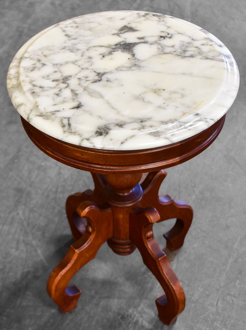 MARBLE TOP PEDESTAL ACCENT TABLE - 2