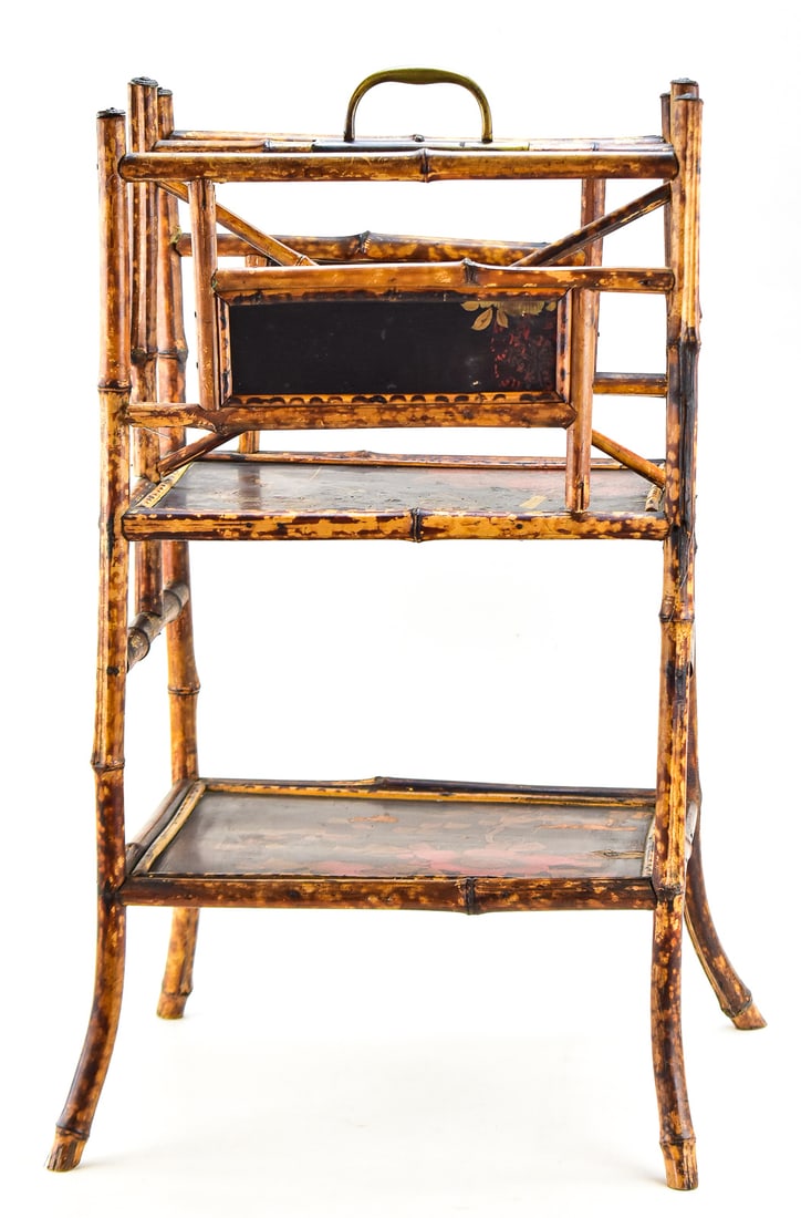VICTORIAN BAMBOO AND LACQUER ANGLO-JAPANESE CANTERBURY (1 of 2)