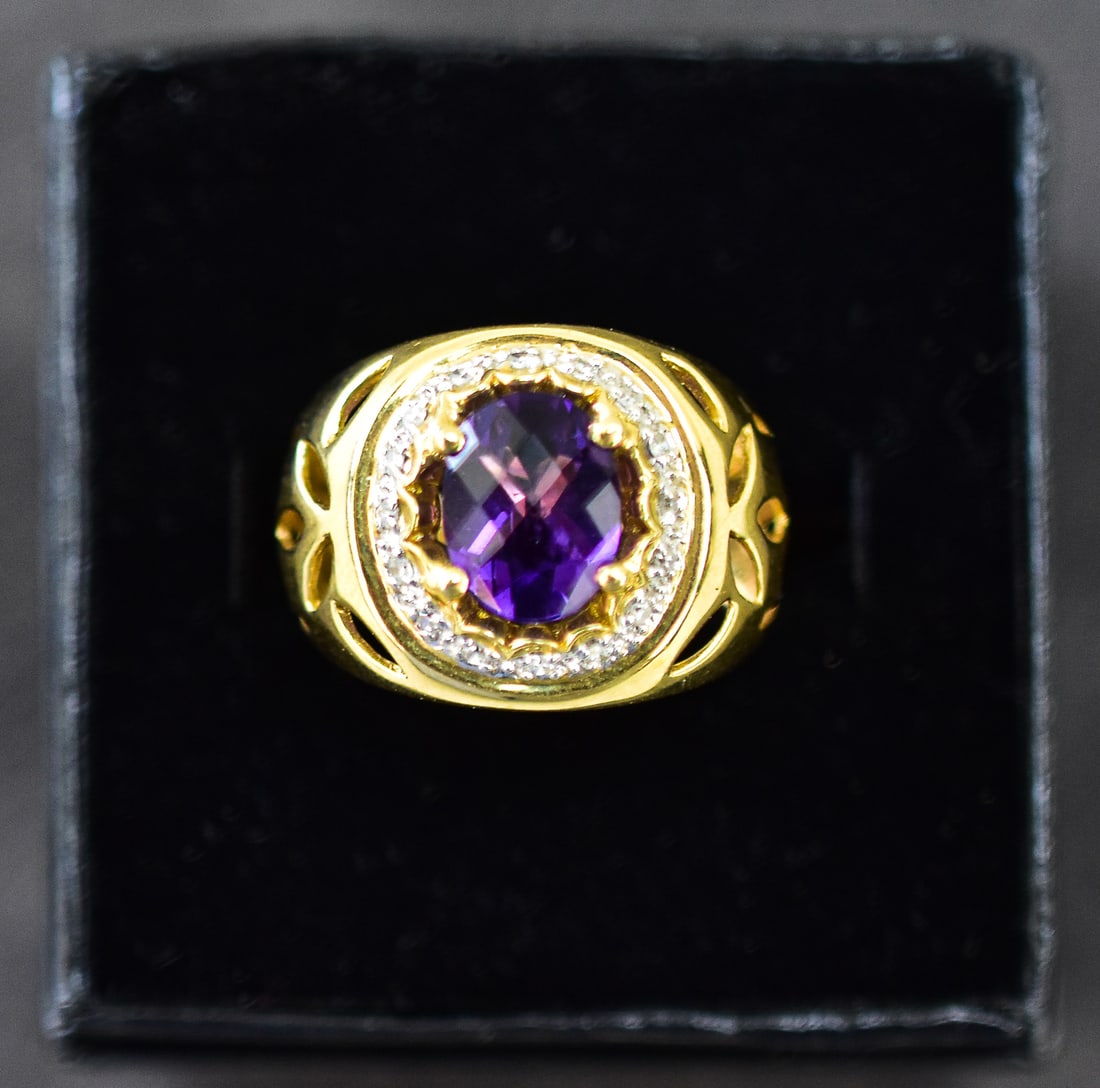 14KT GOLD AMETHYST BISHOP RING - 2