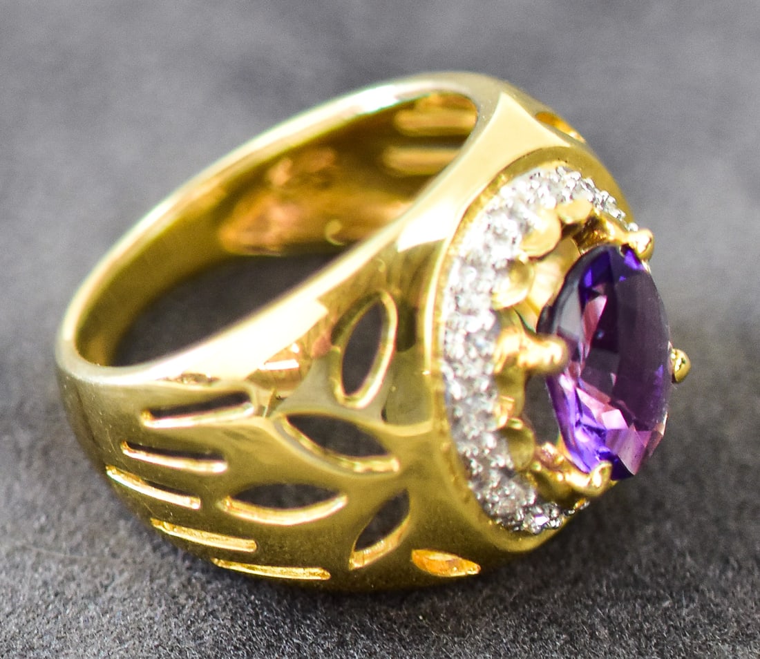 14KT GOLD AMETHYST BISHOP RING - 3