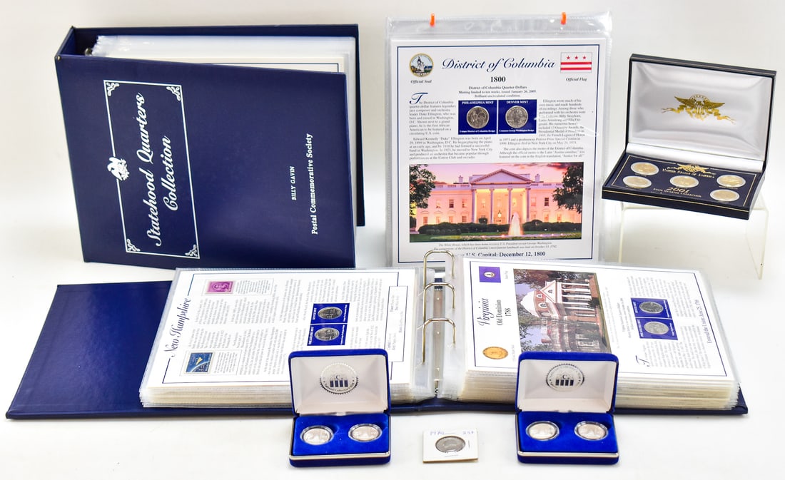 U.S. COMPLETE STATEHOOD QUARTERS COLLECTION & OTHER COLLECTIBLE QUARTERS: A complete set of the U.S. Statehood Quarters Collection Volumes I & II including coins from both the Philadelphia and Denver mint for each state. Additionally this lot has the D.C. and U.S. Terri