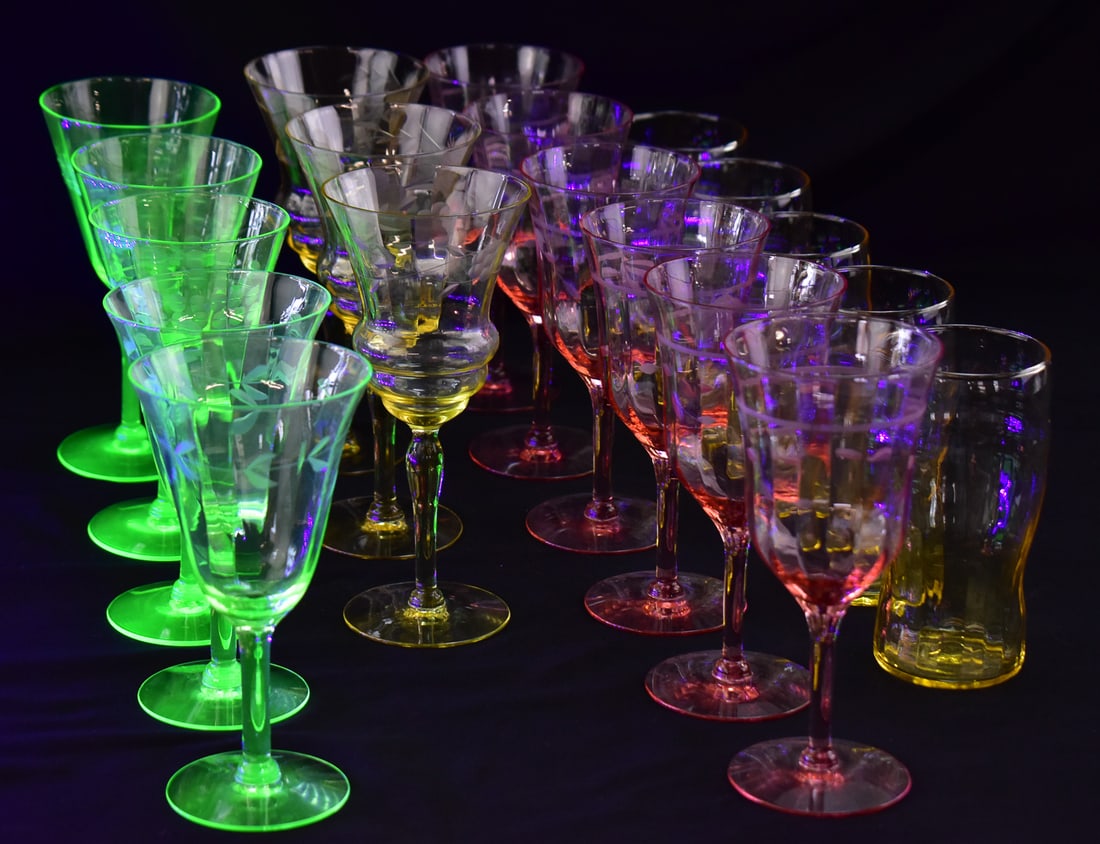 MULTI-COLOR DEPRESSION GLASS STEMWARE & DRINKING GLASSES (1 of 4)