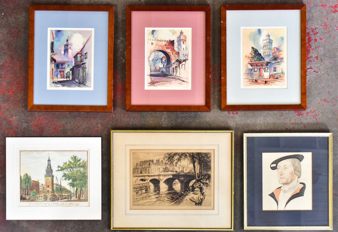 COLLECTION OF SIX PRINTS, LITHOGRAPHS, & AND AN ETCHING: CHARLES PINET, AL MATTEL, JEAN CLOUET (1 of 7)