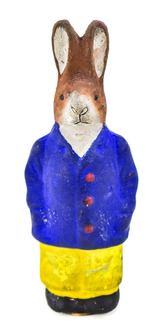 GERMAN PAPER MACHE EASTER BUNNY CANDY CONTAINER