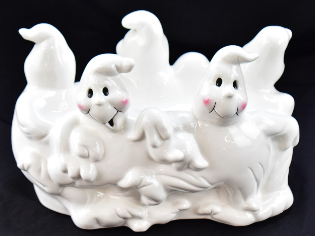 HALLOWEEN CERAMIC LIGHT UP GHOST CANDY DISH - 2