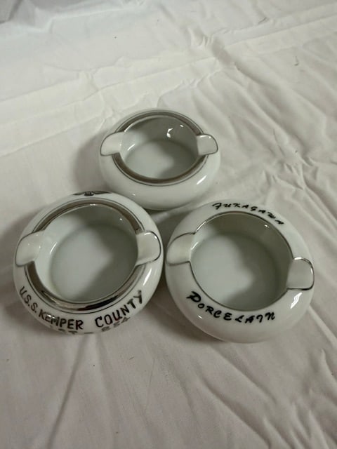 Porcelain Ashtrays: Set of (3) porcelain ashtrays