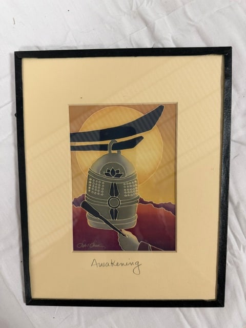 Framed Sybil Shane Artowrk: Framed print titled "Awakening" by Sybil Shane