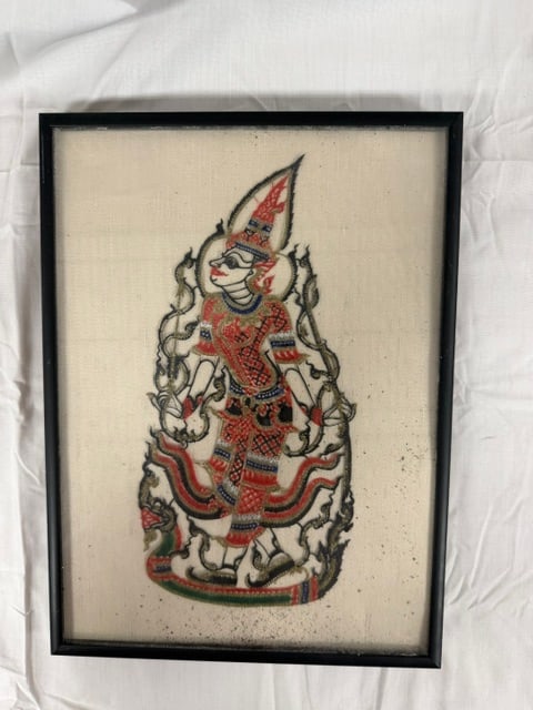 Tahi temple Kimono: Tahi temple rubbing on rice paper depicting a Ramakien character