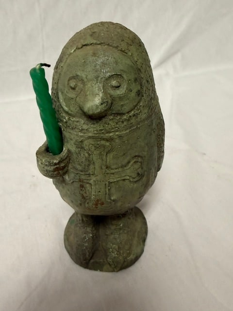 Stone Carved Figure: Stone carved Inuit figure signed "OOK 1989"