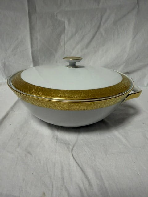 Porcelain Bowl by Wedgwood: Porcelain covered vegetable bowl in the "Ascot" pattern by Wedgwood