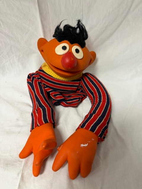 Ernie Puppet: Vintage Sesame Street Ernie hand puppet by Muppets Inc.