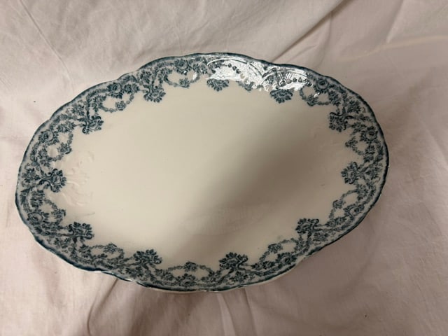 Serving Platter: Semi-porcelain serving platter with "Festoon" pattern by W. Adams & Co