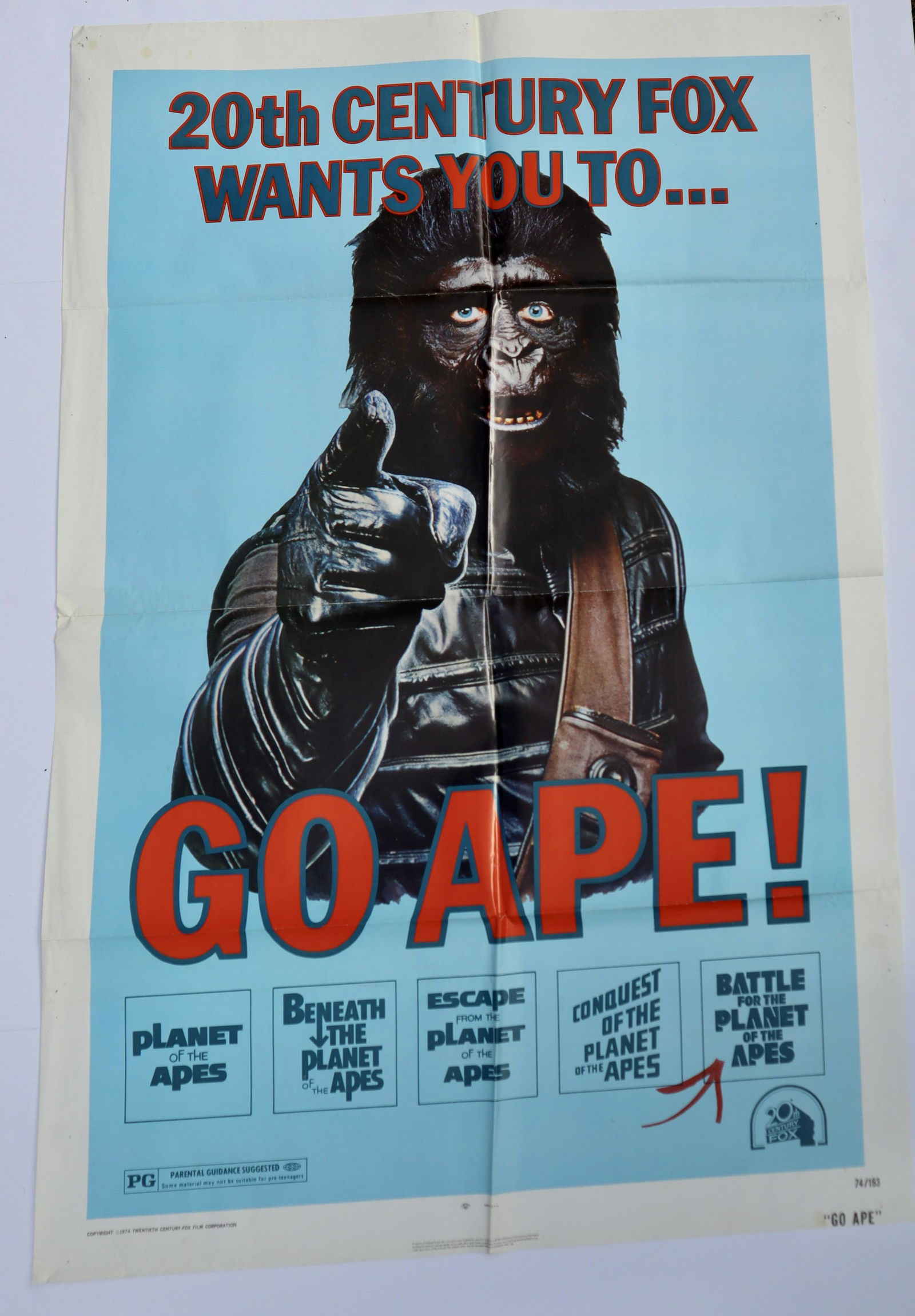 Original Go Ape! 20th Century Fox, 1974 One Sheet Movie Poster (1 of 1)