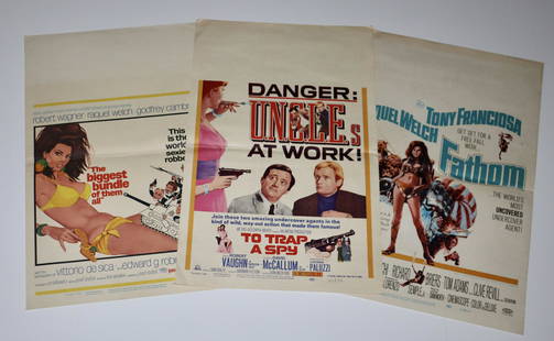 Group lot of 3 original window cards: Group lot of 3 window cards: The Biggest Bundle of Them All, MGM, 1968. Window Card 14 X 22. Comedy. Starring Robert Wagner, Raquel Welch, Godfrey Cambridge, Vittorio De Sica, Edward G. Robinson,