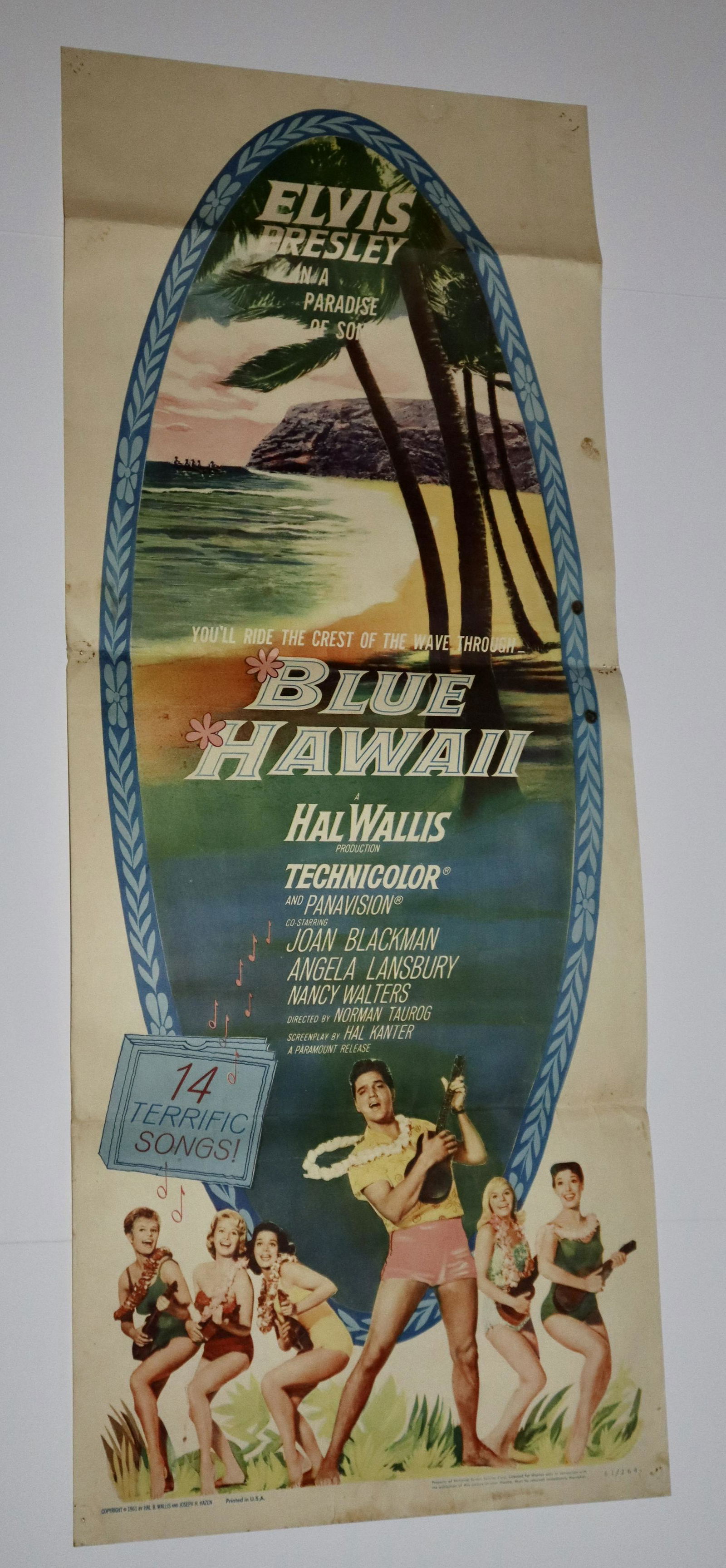 Original Blue Hawaii Movie Insert Poster Elvis Presley. (1 of 2)