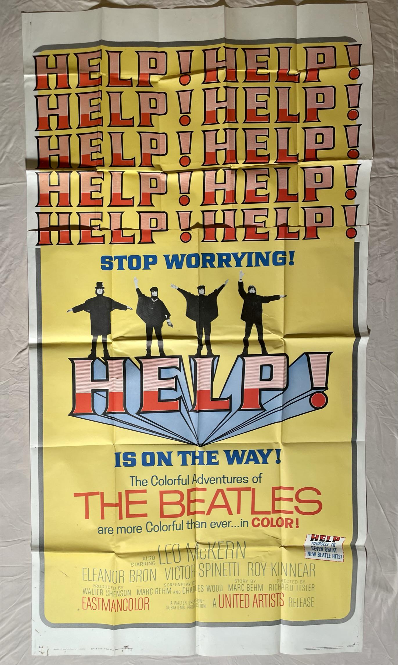Original The Beatles-Help!  Three Sheet Movie Poster (1 of 8)