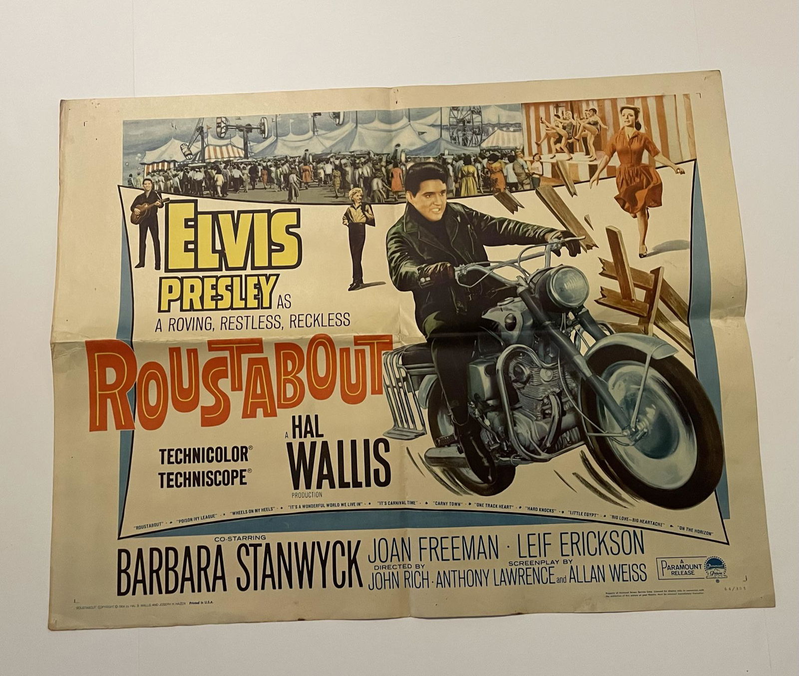 Original Roustabout  Half Sheet Elvis Presley (1 of 3)