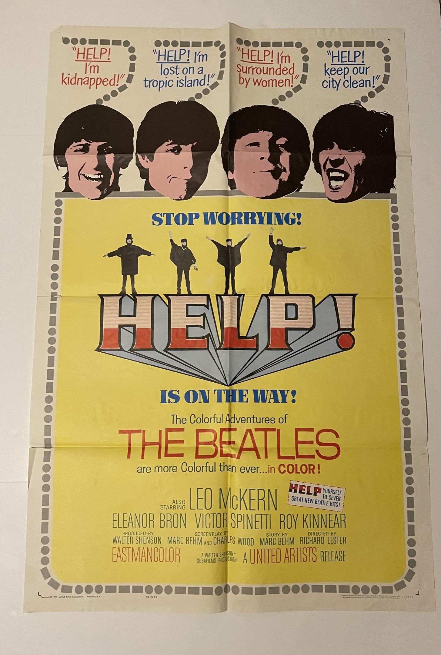Original Help! One Sheet, Beatles Movie Poster (1 of 5)