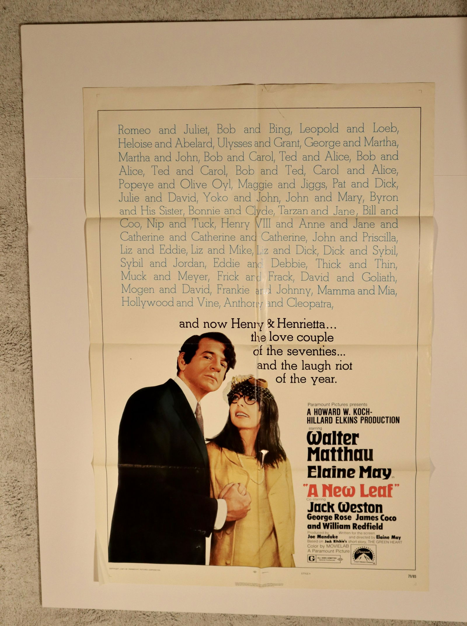 Original A New Leaf  One Sheet Movie Poster (1 of 1)