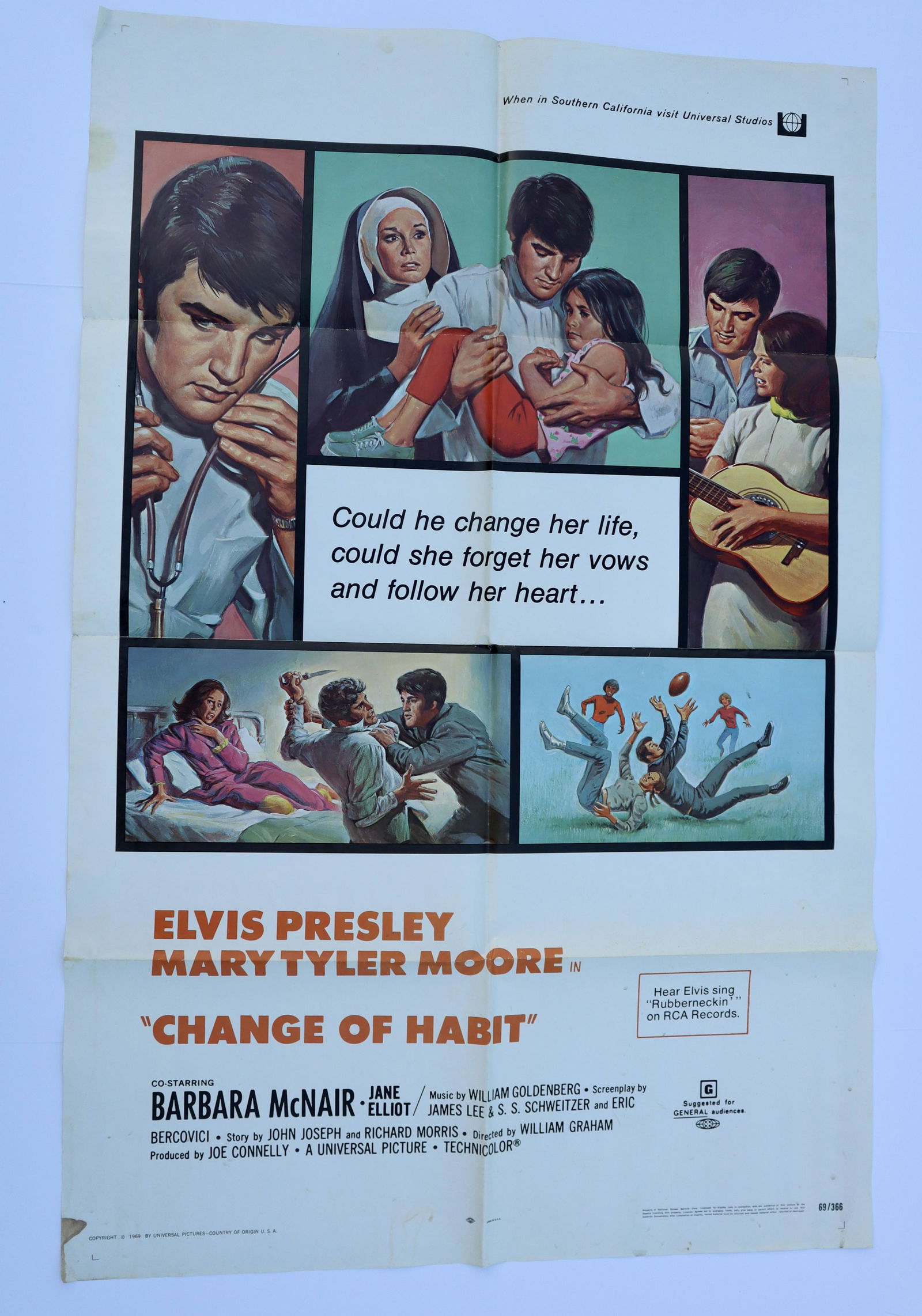 Original Change of Habit  One Sheet Elvis Presley Movie Poster (1 of 1)