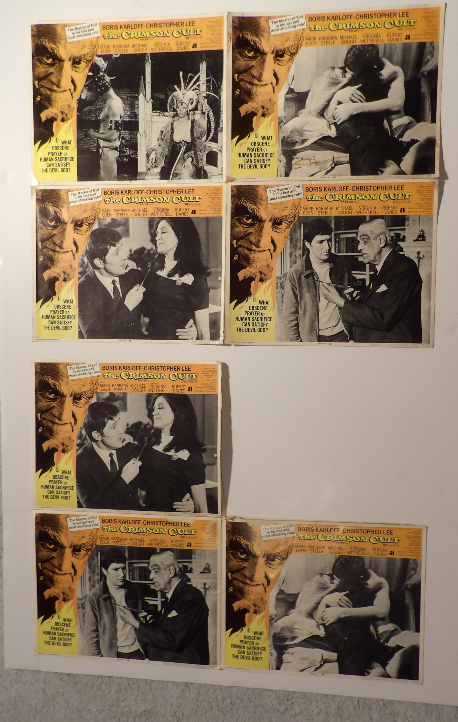 Group of 7 Crimson Cult Lobby Cards (1 of 6)