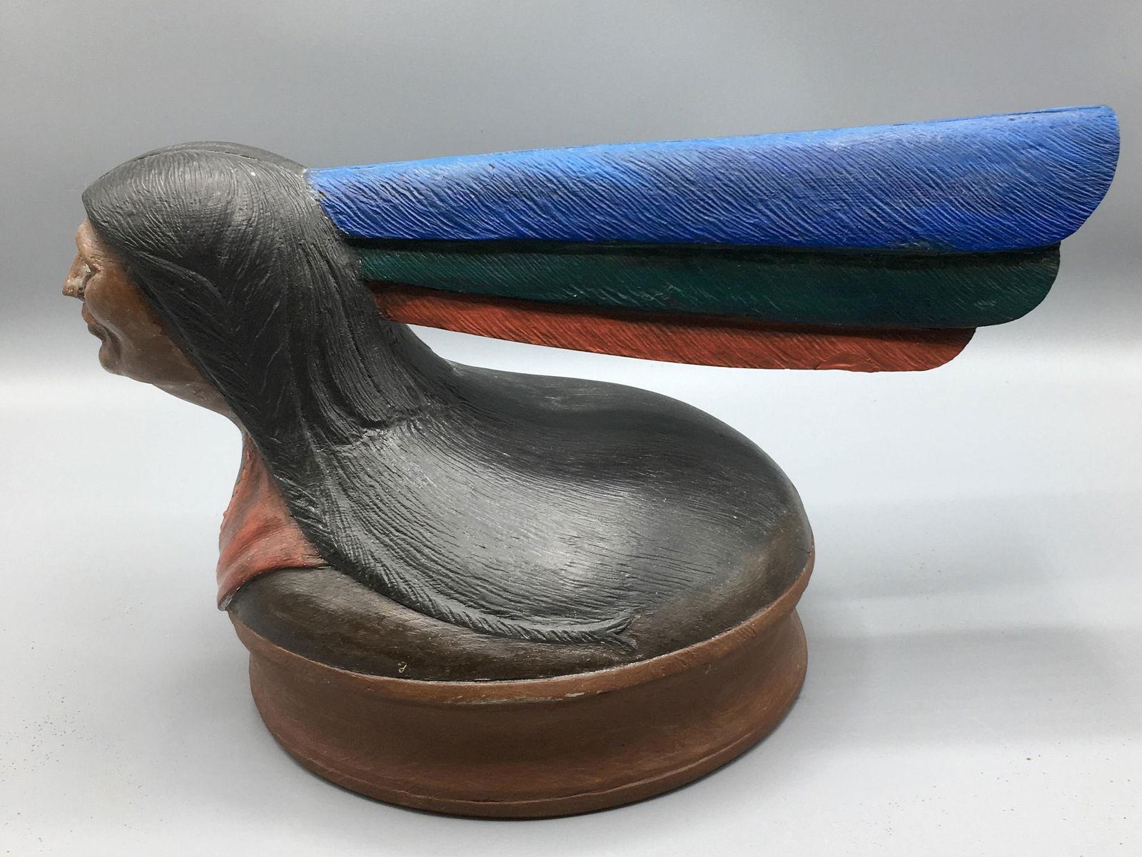 Wooden Pontiac Automobile Radiator Cap Display: A 12 inch hand carved and hand painted Pontiac Automobile radiator cap advertising display piece by Roger Mitchell of Kingston MA In original paint by the maker with minimal wear