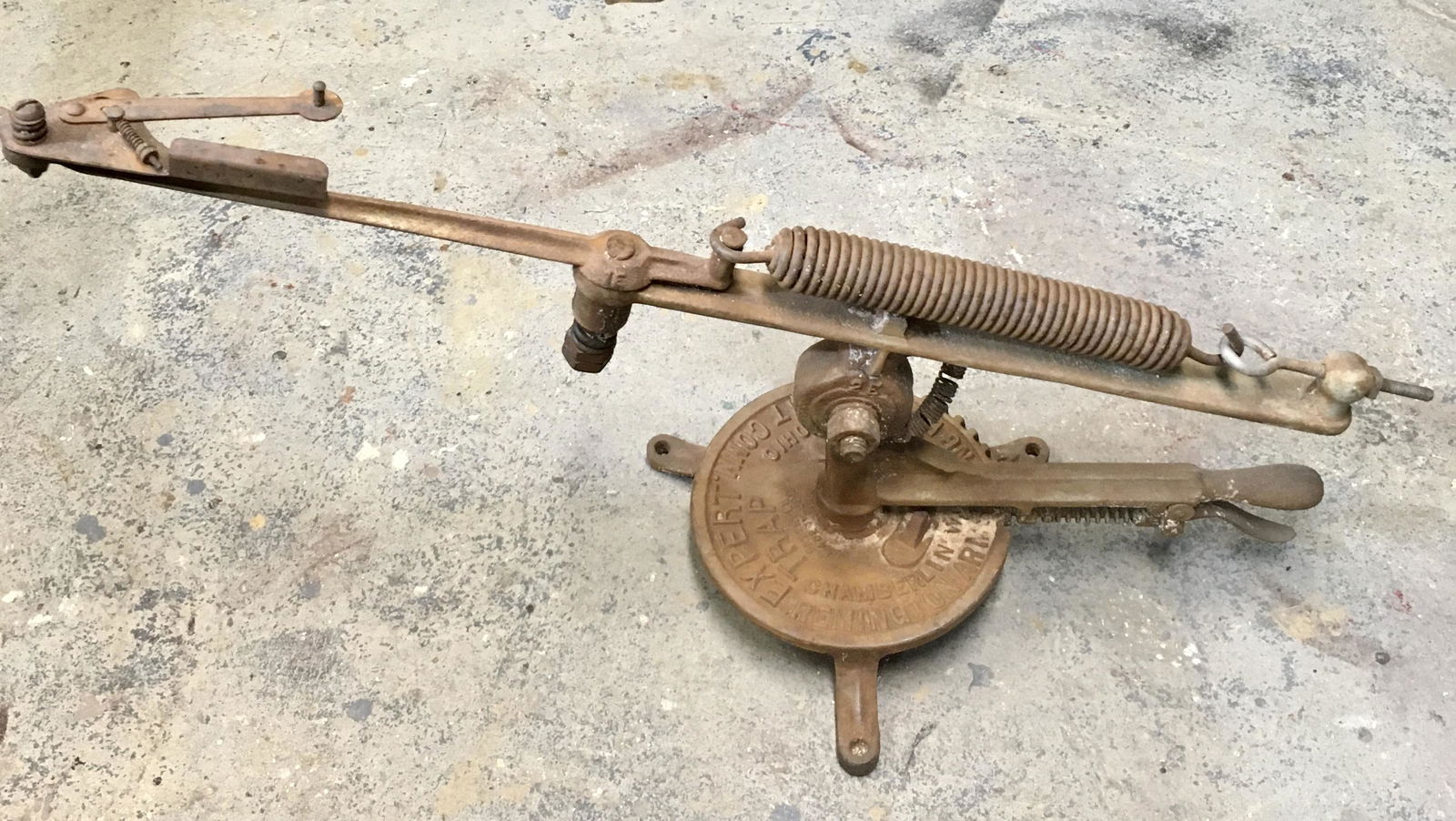 Remington Trap / Clay Pigeon Thrower: A 32 inch mechanical metal trap / clay pigeon thrower made by Remington. As found condition