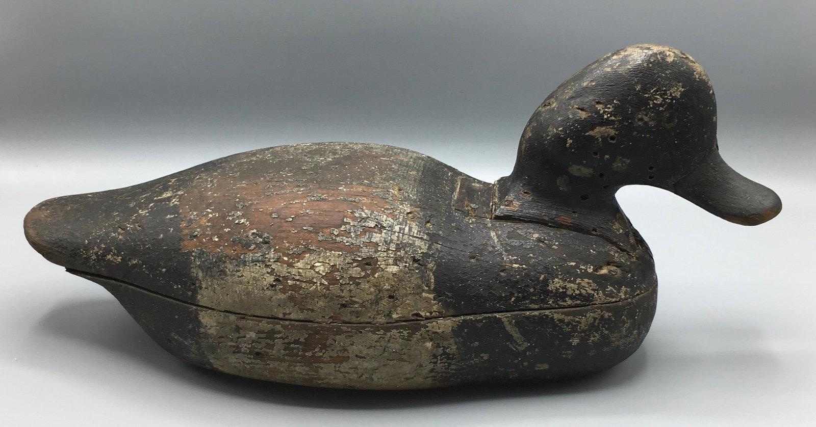 Bluebill Drake by Stannard, X Doc. Starr: An ancient Bluebill decoy by Stannard of Blanford, CT. There is a street in Blanford named for this founding family. This decoy is illustrated on page 190, of Doc Starr's "Decoys of the Atlantic Flywa