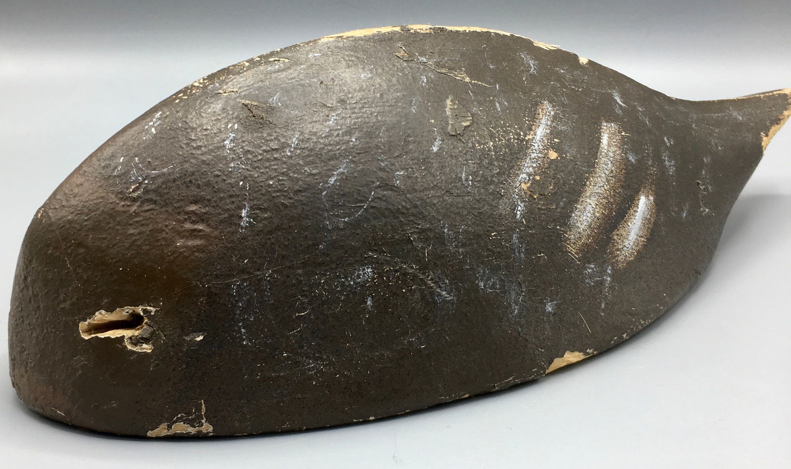 Rare Feeding Teal by Aubrey Kent: A 12 1/2 inch underwater feeding Teal decoy by Marshal Aubrey Kent (1871-1978), Victoria, Vancouver Island, British Columbia, Canada. Lt. Col. Kent's hollow high-backed decoys are rare and an underwat