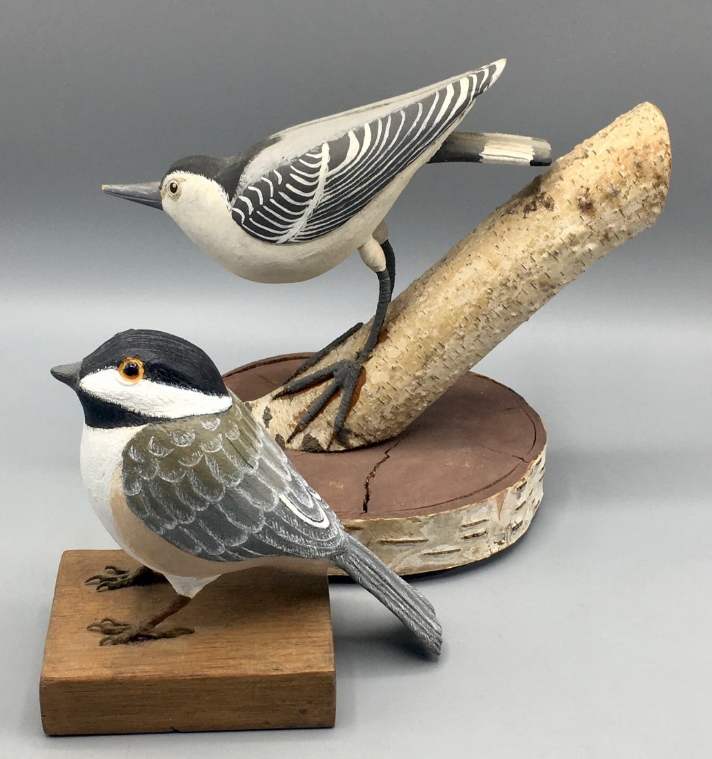 Folk Art  Chickadee and Nuthatch by F.G. Wise (1 of 2)