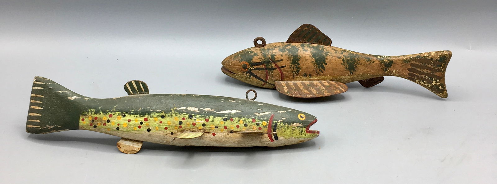 Two Old Style Fish Decoys: a Trout and a Perch (1 of 4)