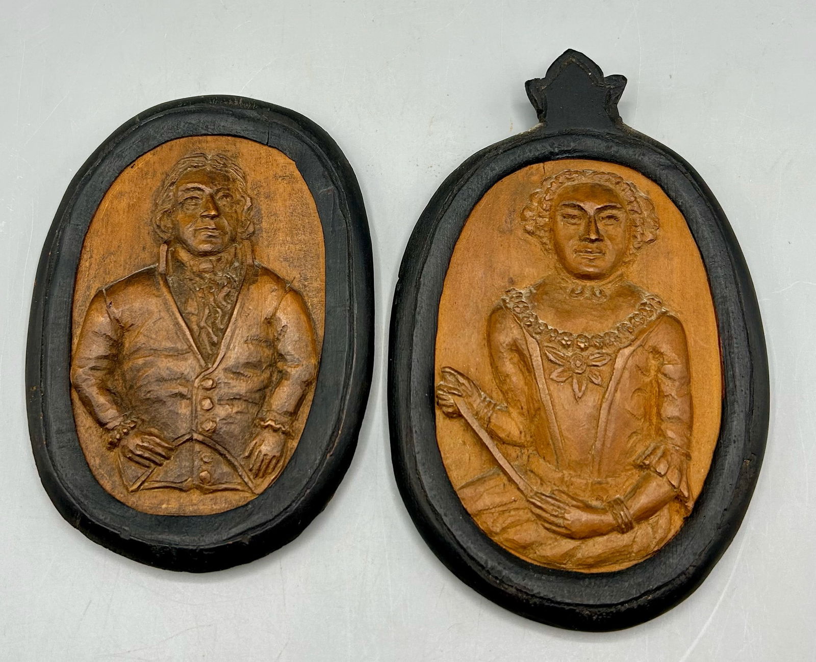 Two Early Carved Memorial Plaques of Robert Livingston & Wife (1 of 5)
