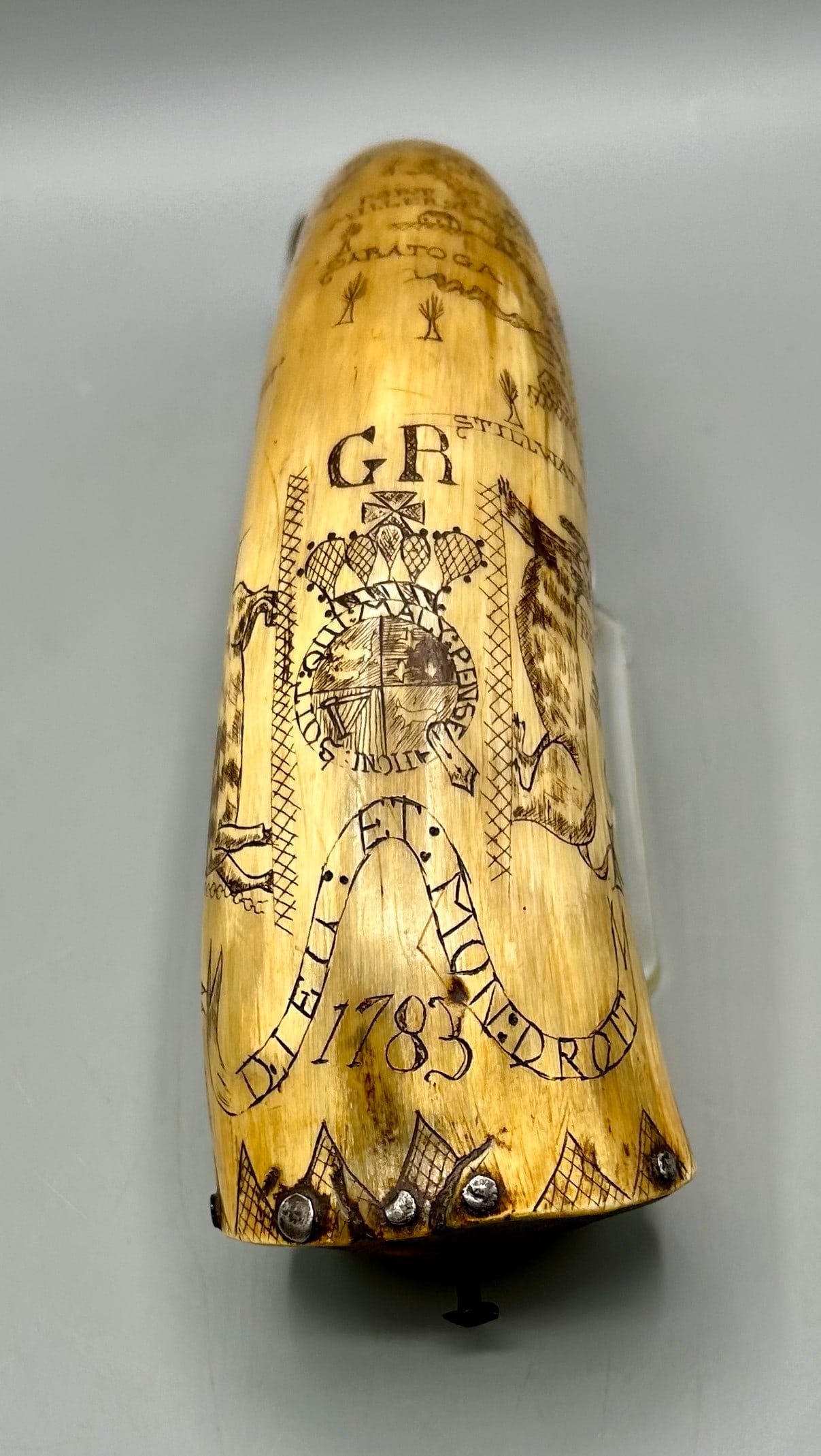 A Scrimshawed Map Powder Horn (1 of 6)