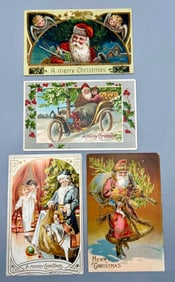 Four Antique Christmas Post Cards
