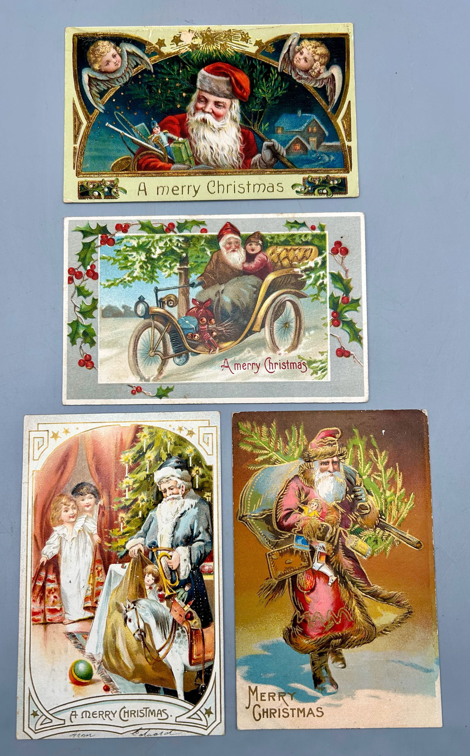 Four Antique Christmas Post Cards