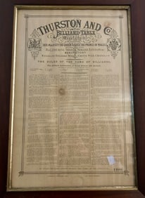 Thurston & Company Billiard Table Printed Rules