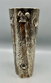 Tree Motif Stamped 800 Silver Vase