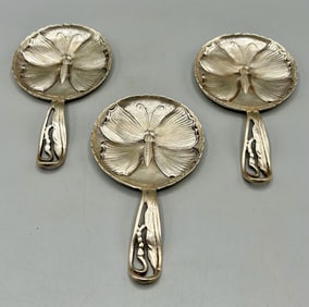 Three Sterling Silver Butterfly Motif Spoons